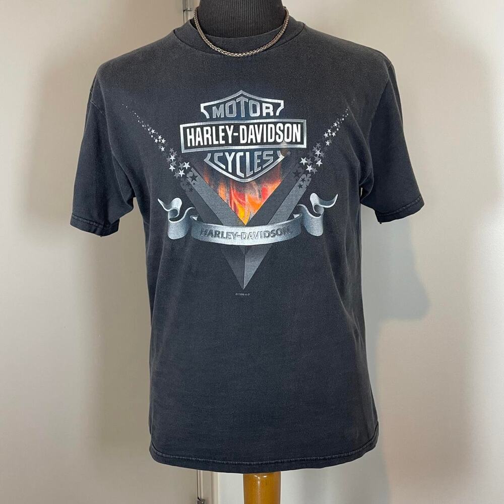 Vintage 90s Harley Davidson Biker Grunge Medium Cotton Black T-shirt